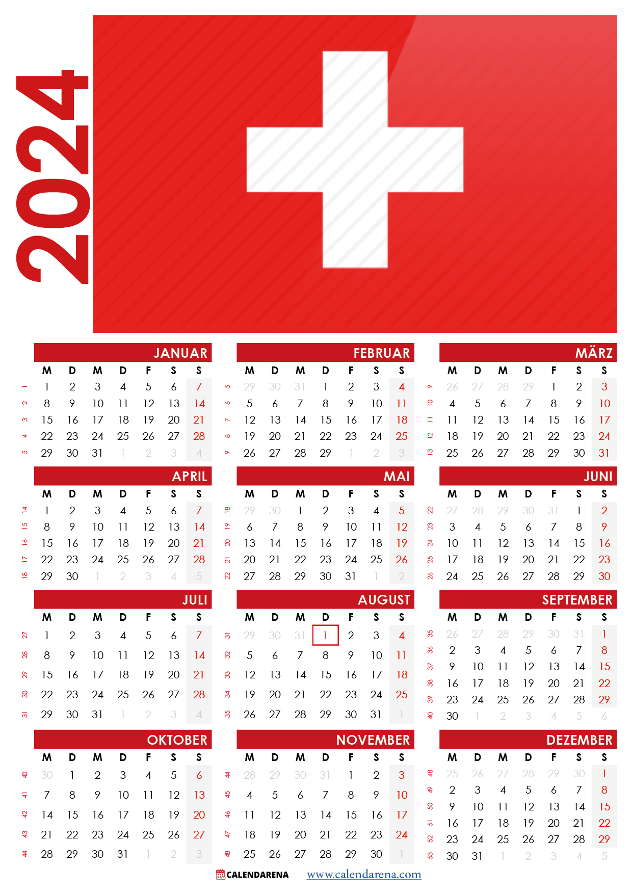 kalender 2024 Schweiz