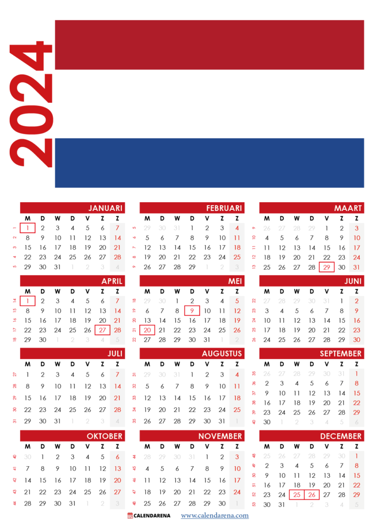 Kalender 2024 Met Weeknummers Nederland