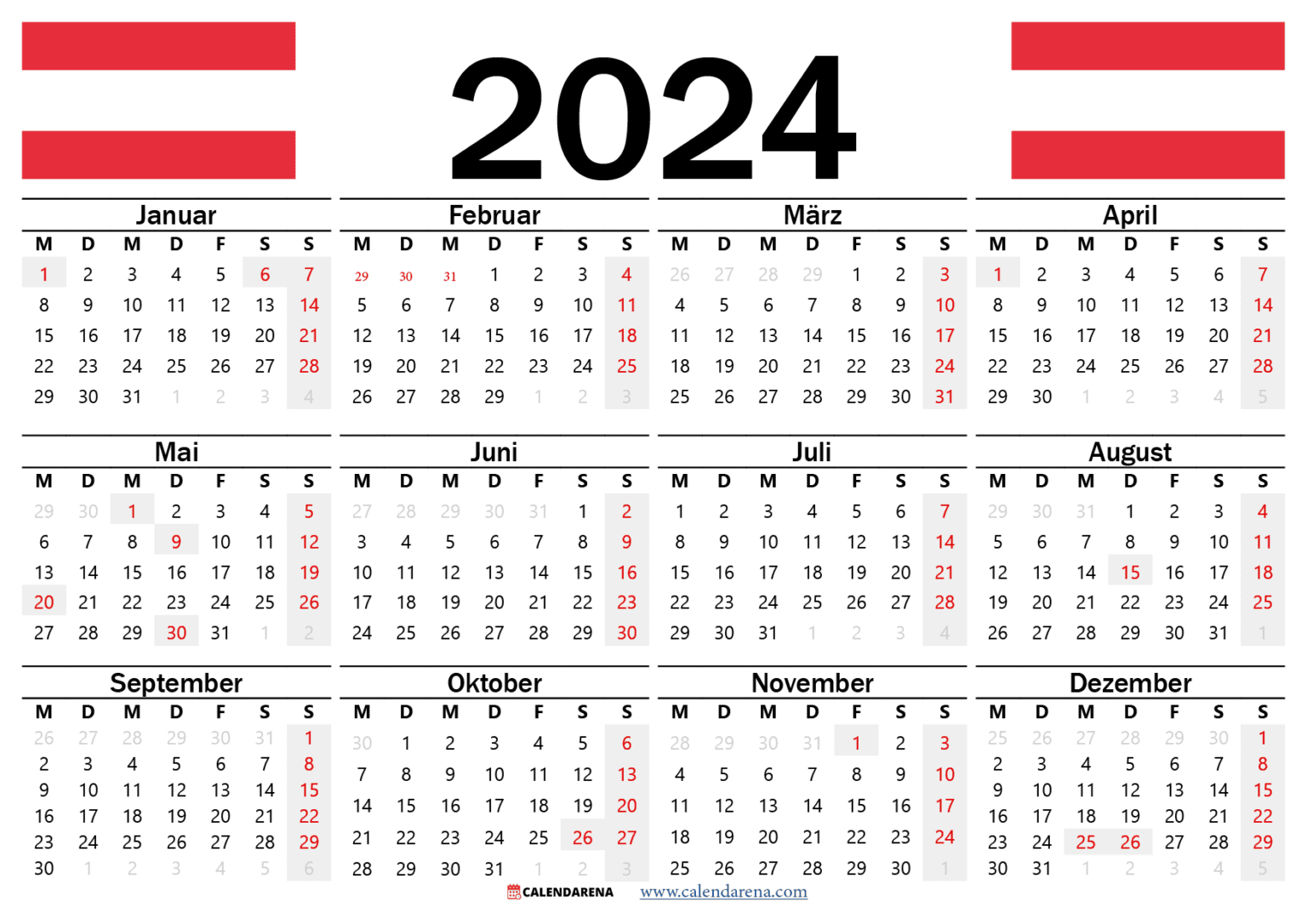 Kalender 2024 Österreich