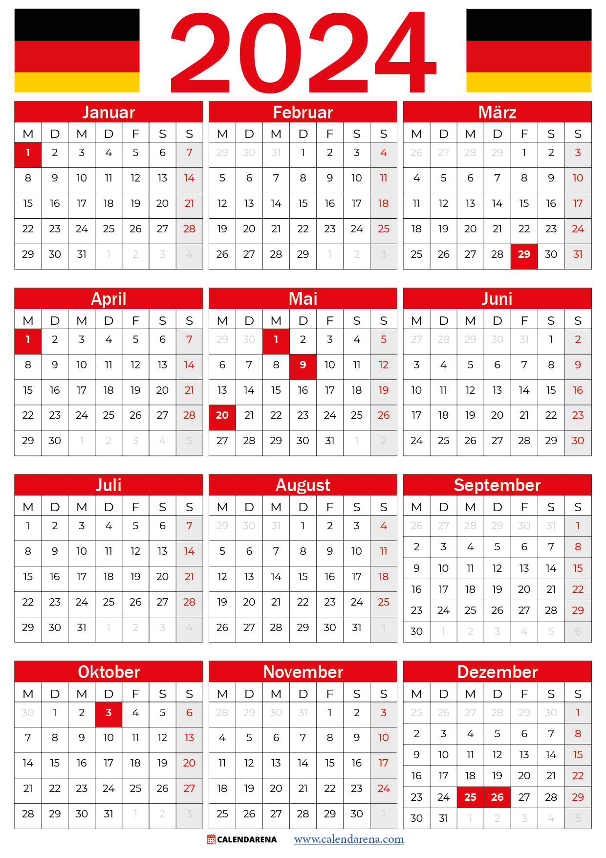 kalender 2024 pdf Deutschland
