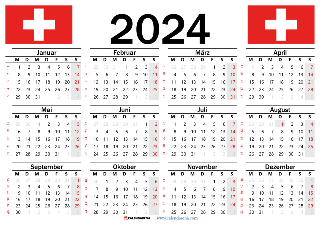 Kalender 2024 Zum Ausdrucken Schweiz