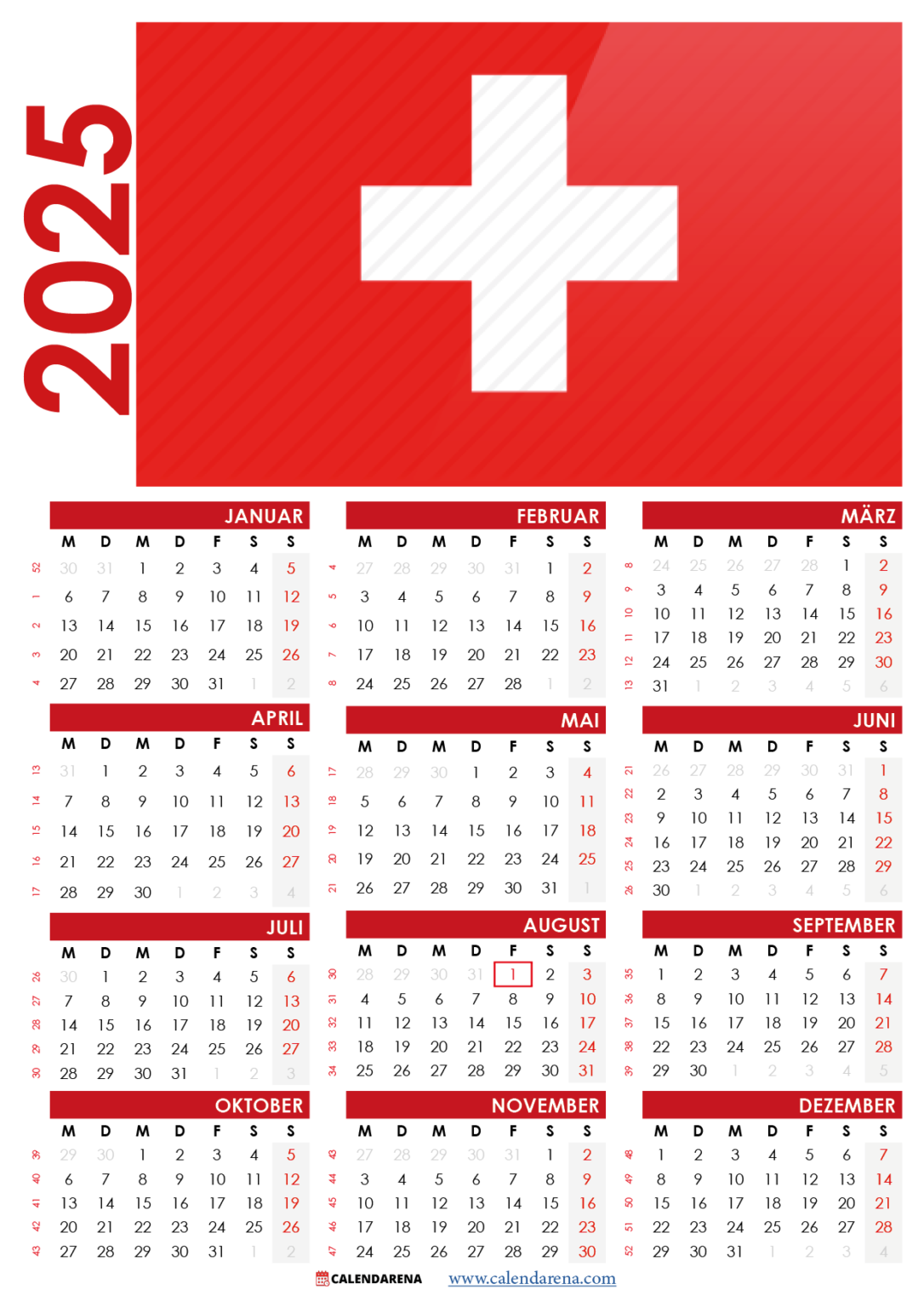 Kalender 2024 Zum Ausdrucken Schweiz