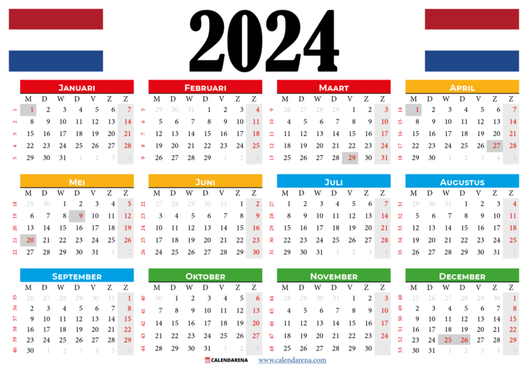 Kalender 2024 Met Weeknummers Nederland