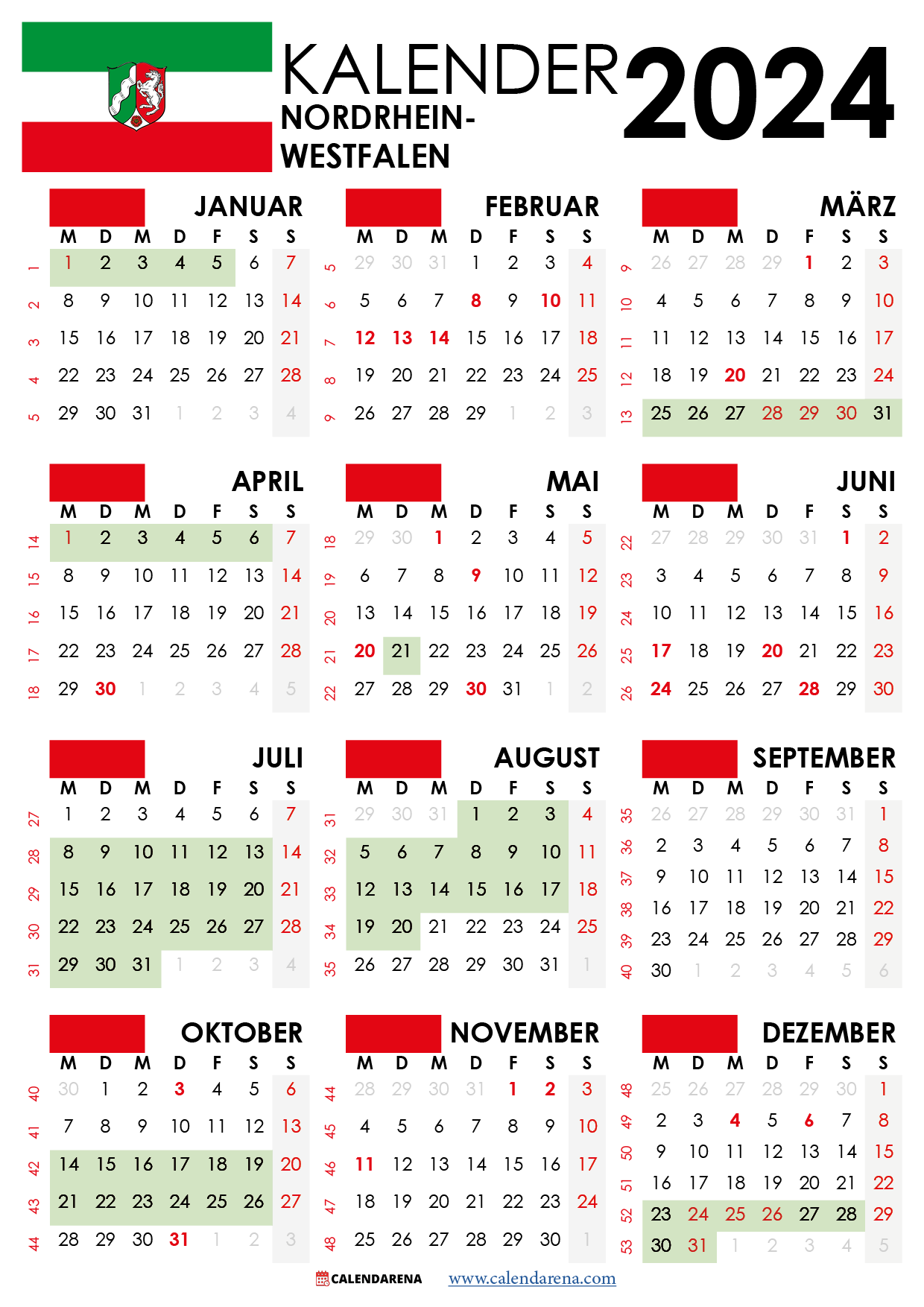 kalender NRW 2024