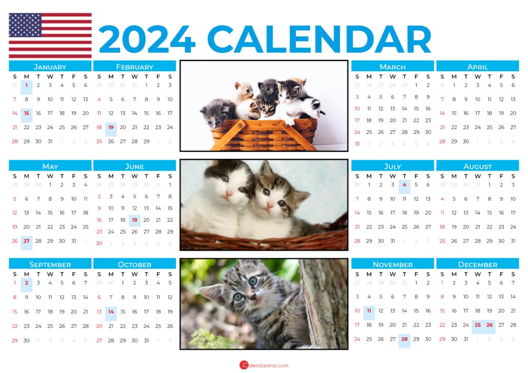 printable calendar 2024 USA