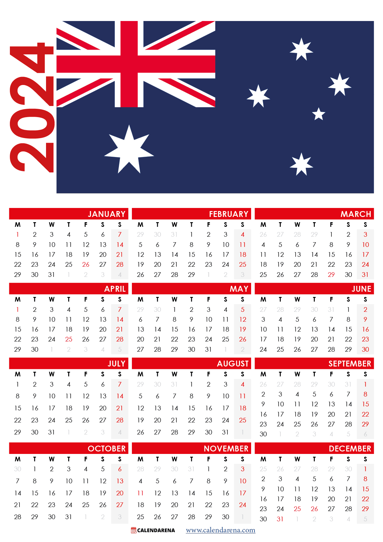 printable calendar 2024 australia