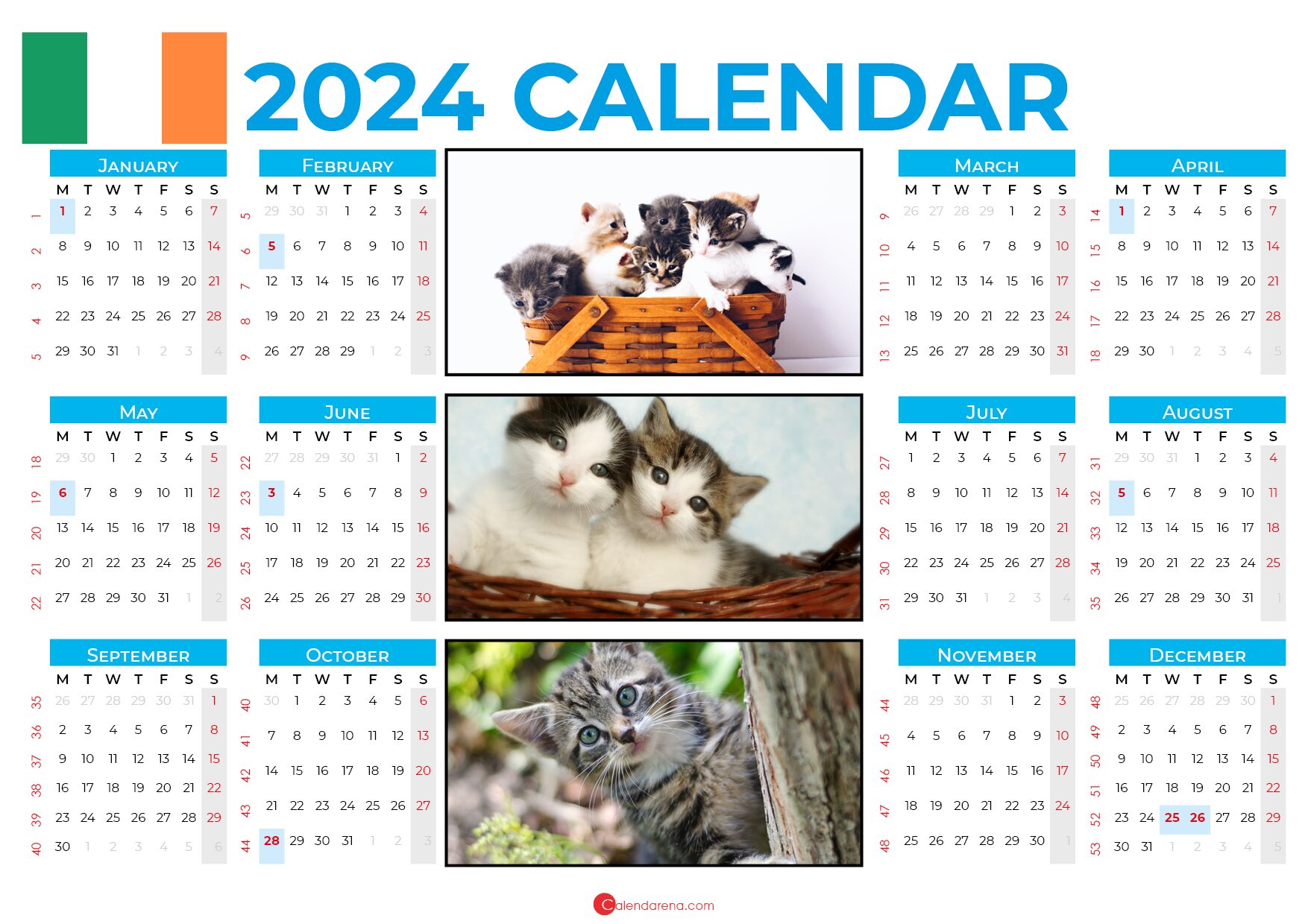 printable calendar 2024 ireland