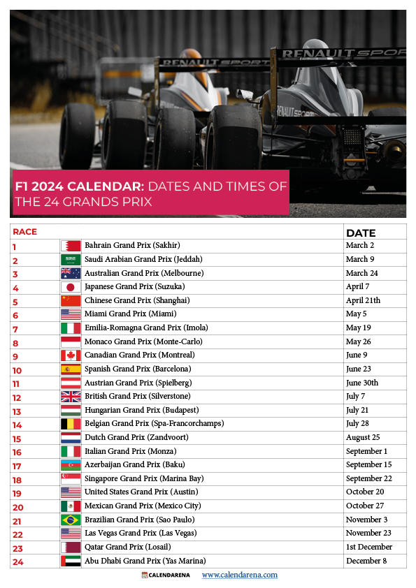 F1 Schedule 2024