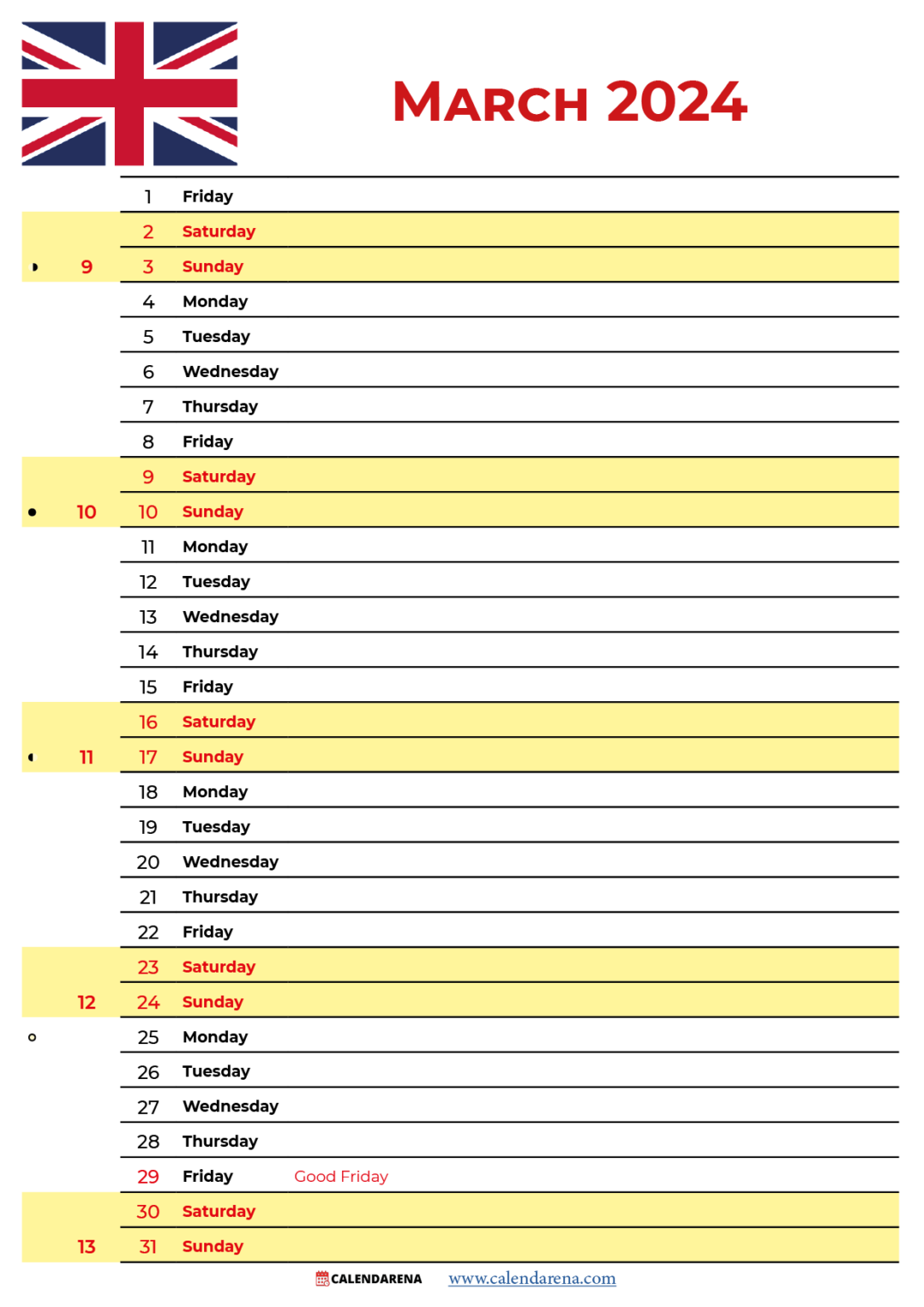 March 2024 Calendar Uk With Holidays