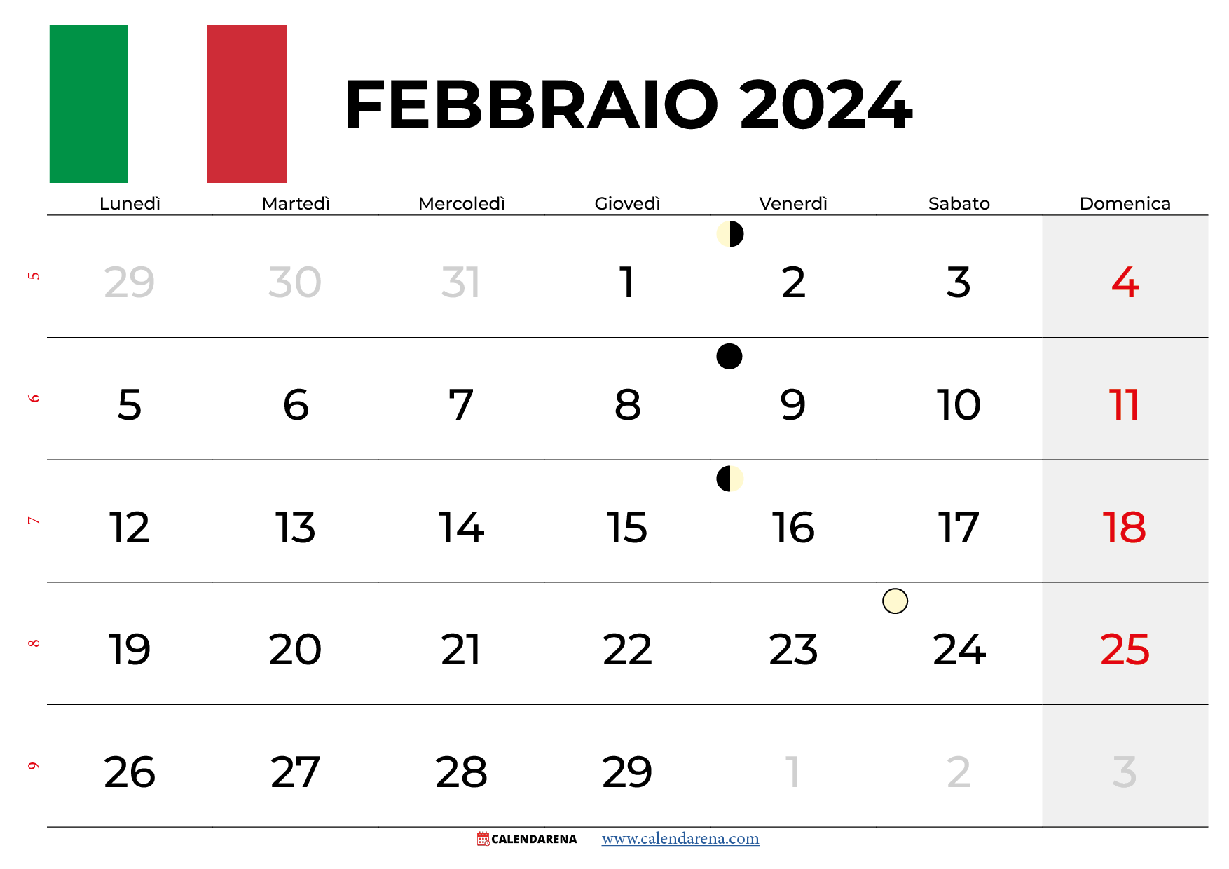 calendario febbraio 2024 pdf italia