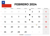 calendario febrero 2024 chile
