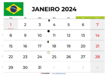 calendário janeiro 2024 Brasil
