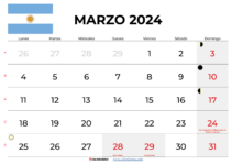 calendario marzo 2024 argentina