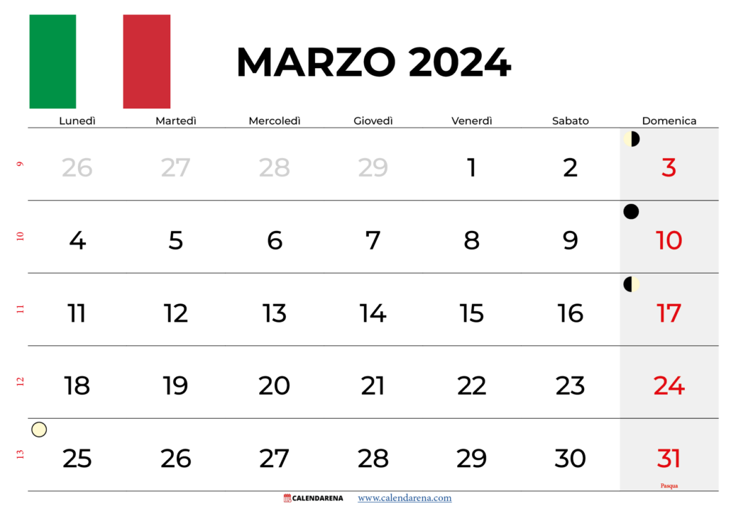calendario marzo 2024 italia