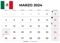 calendario marzo 2024 méxico