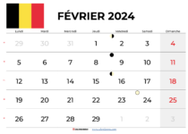 calendrier février 2024 belgique