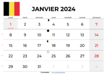 calendrier janvier 2024 belgique