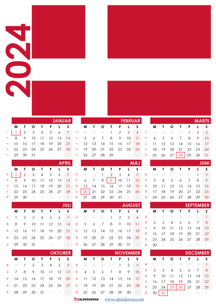 Kalender 2024 Danmark Med Helligdage Og Ugenumre