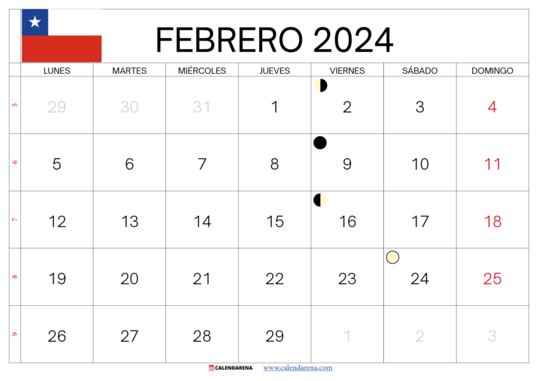 Calendario Febrero 2024 Chile Para Imprimir