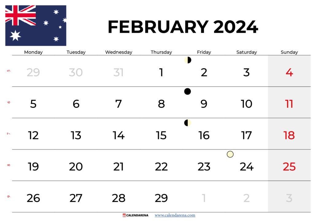 february 2024 calendar Australia