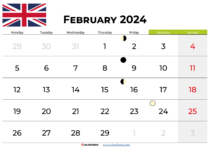 February 2024 calendar printable UK