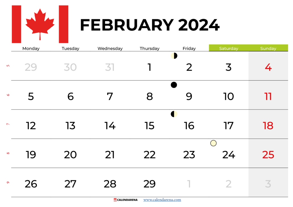 February 2024 Calendar Canada