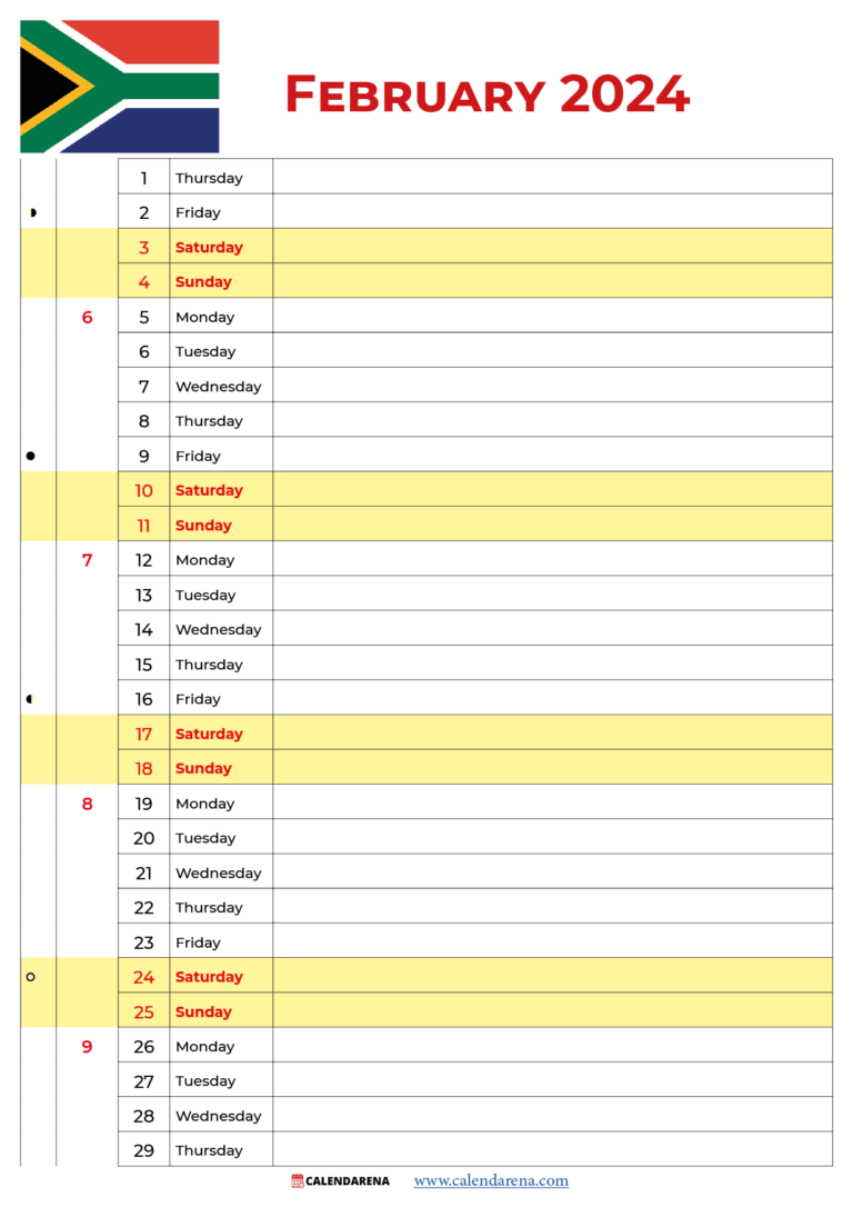 February 2024 Calendar South Africa