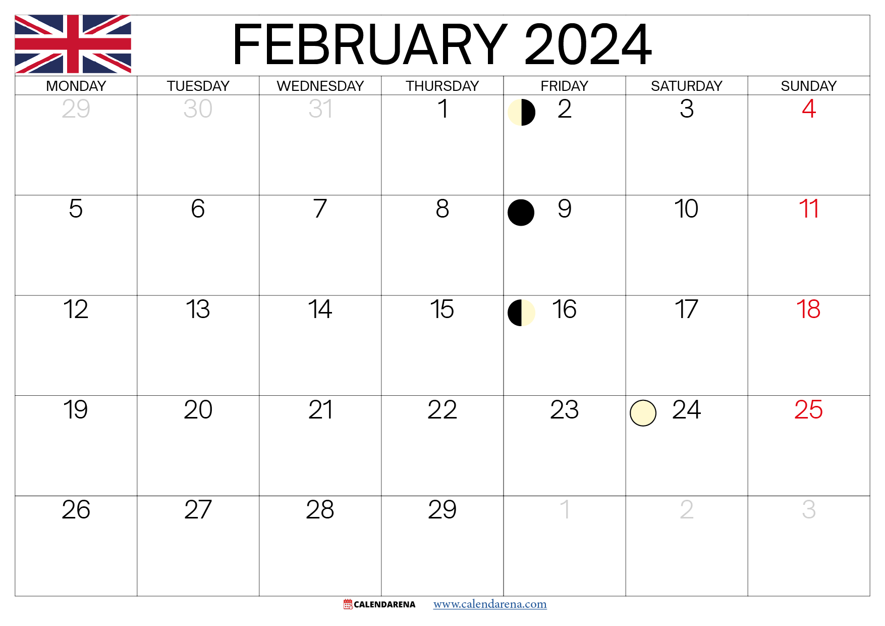 february holidays 2024 UK