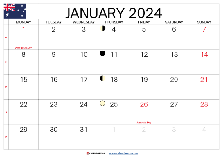 January 2024 Calendar Australia