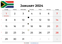 January 2024 calendar South Africa