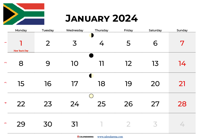 january 2024 calendar printable south africa