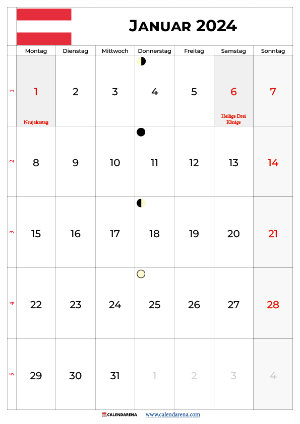 kalender 2024 januar österreich