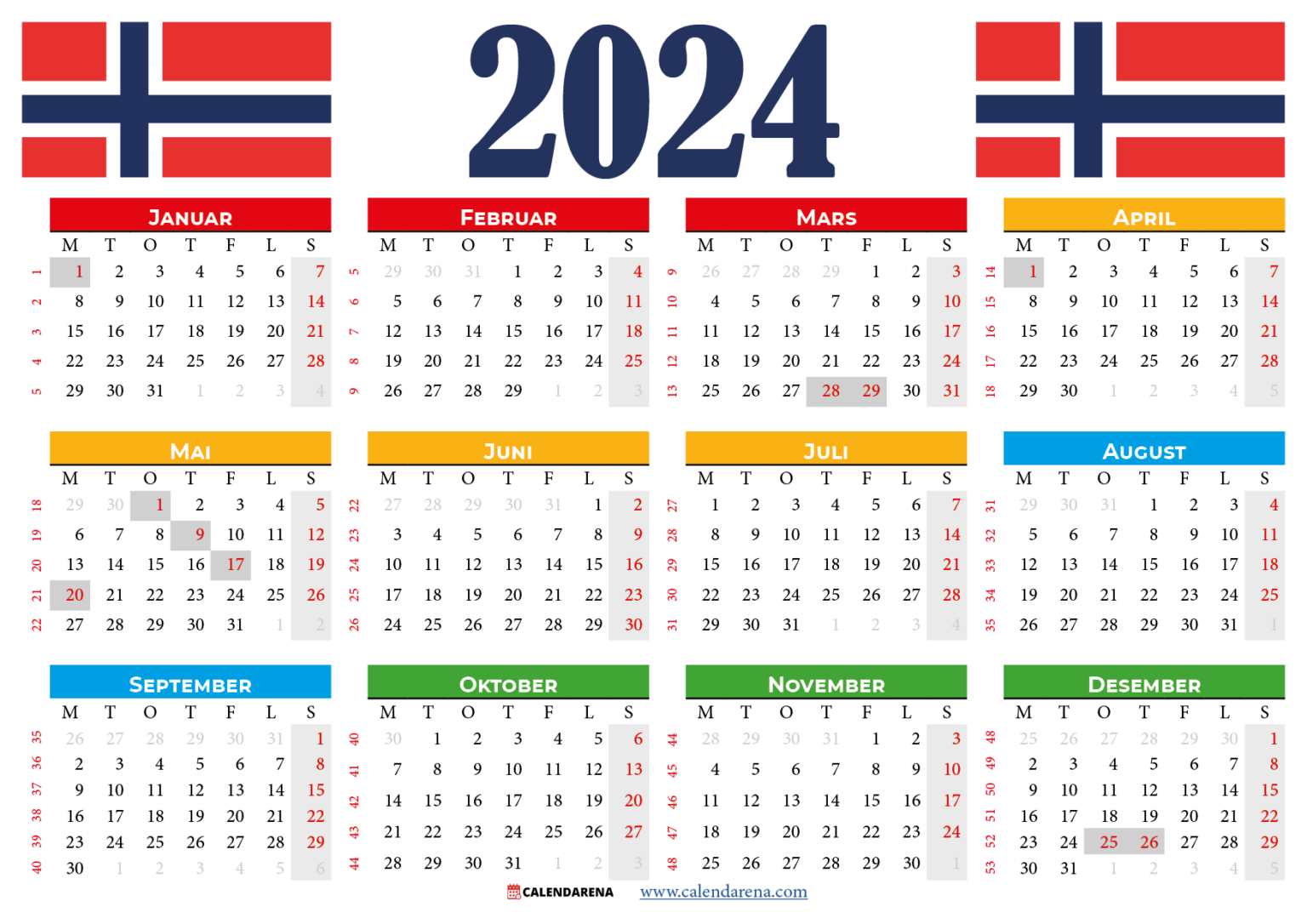 Kalender Med Uke 2024 - Shana Danyette