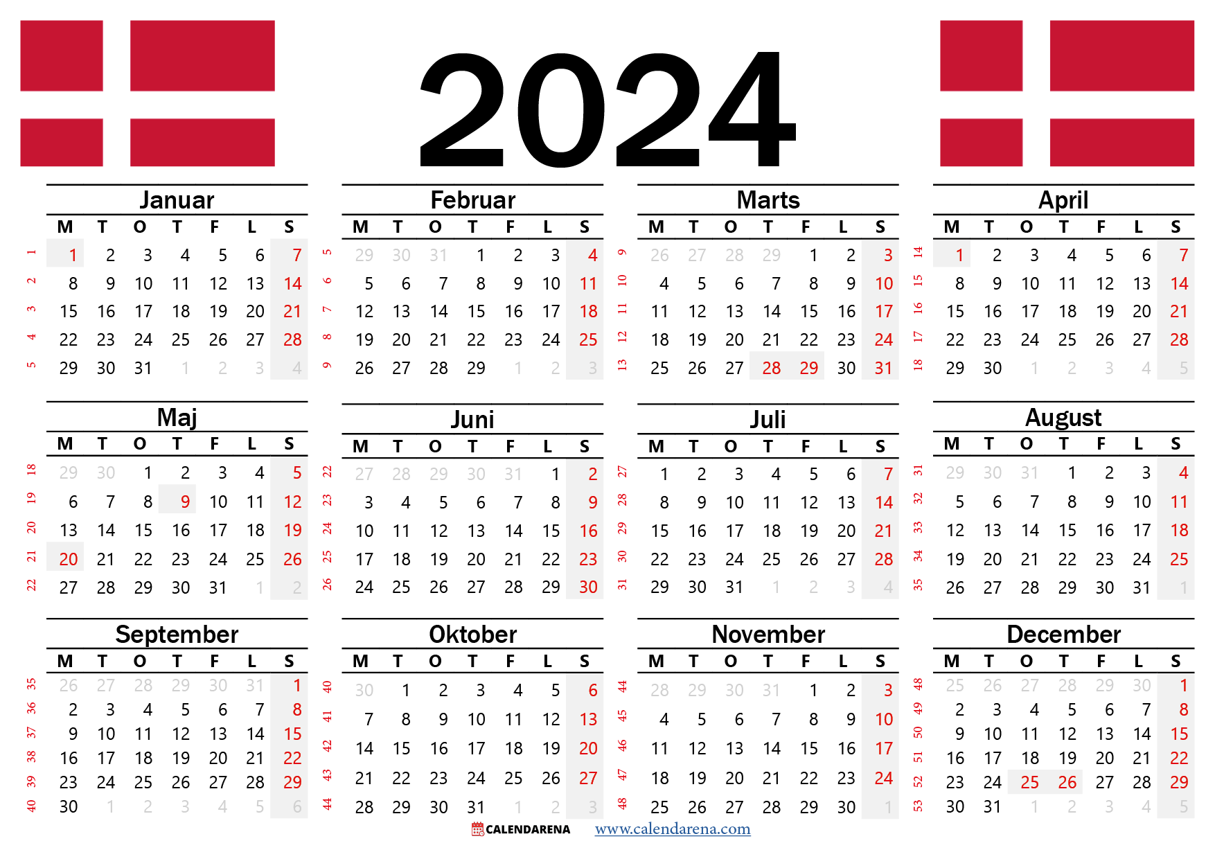 kalender 2024 med uger dansk