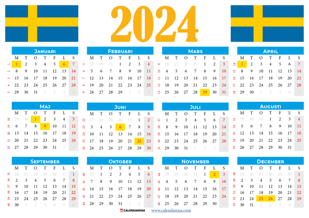 Kalender Sverige 2024 Med Veckor