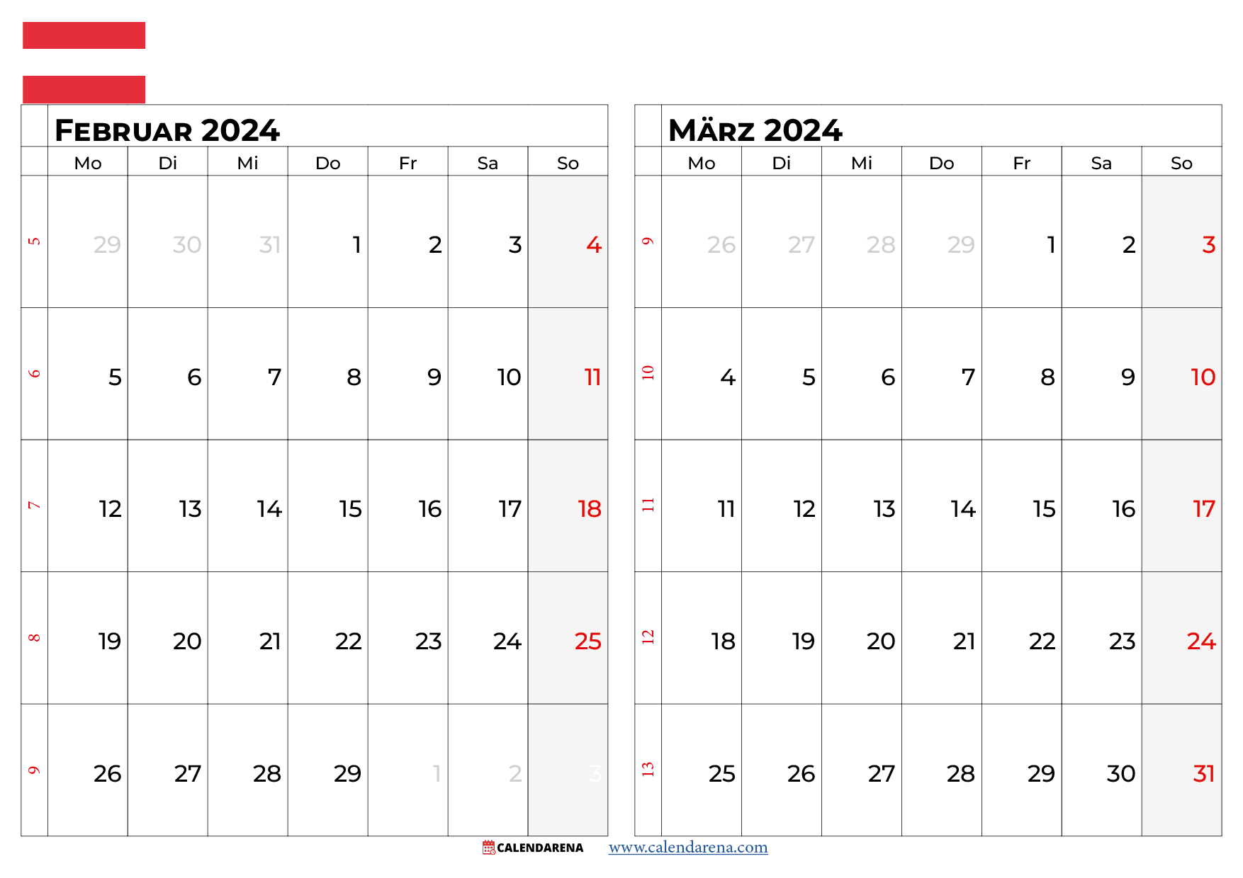 kalender februar märz 2024 österreich