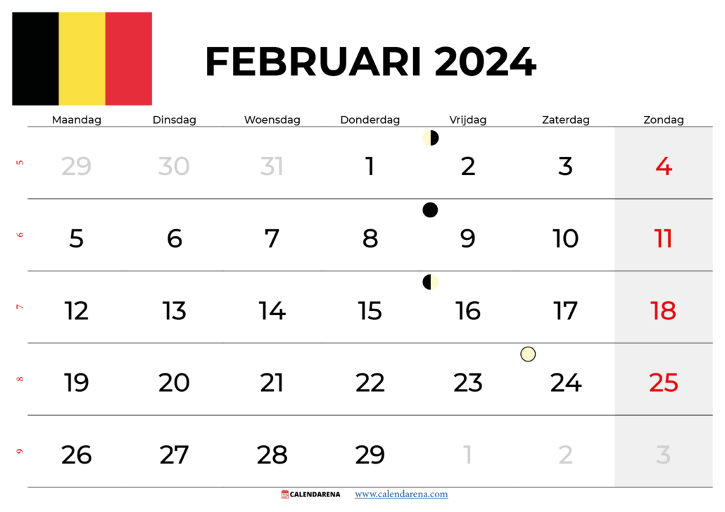 kalender februari 2024 België