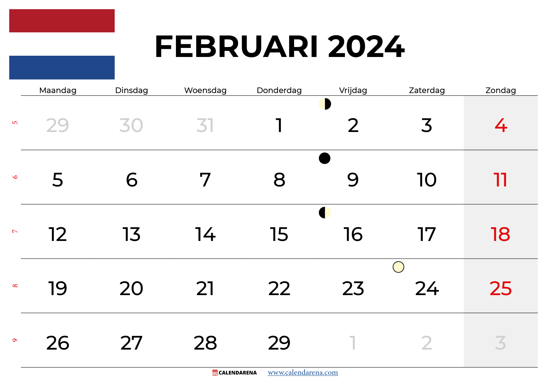 kalender februari 2024 nederland
