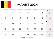 kalender maart 2024 België