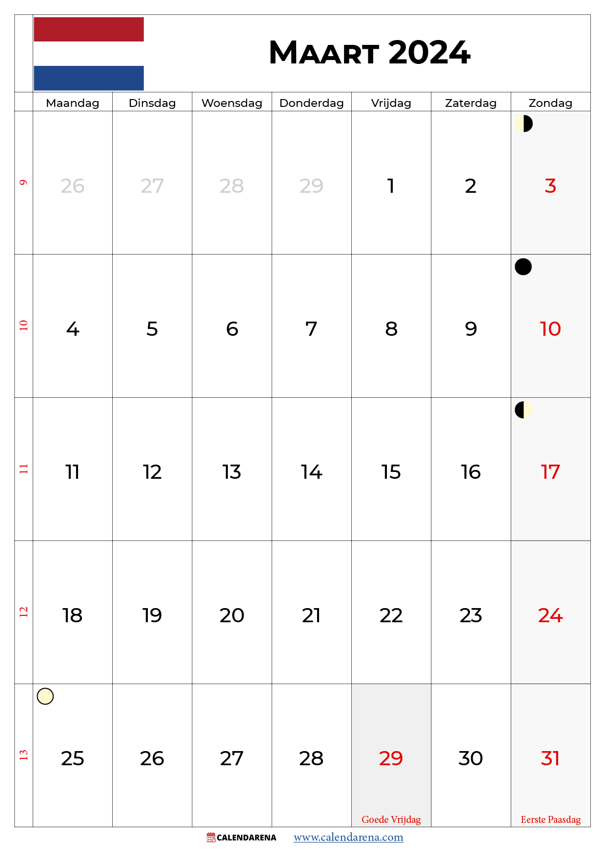 kalender maart 2024 pdf nederland