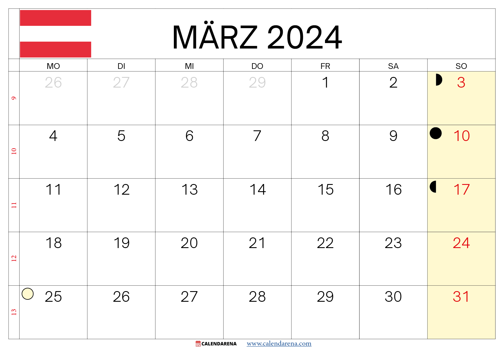 kalender märz 2024 österreich