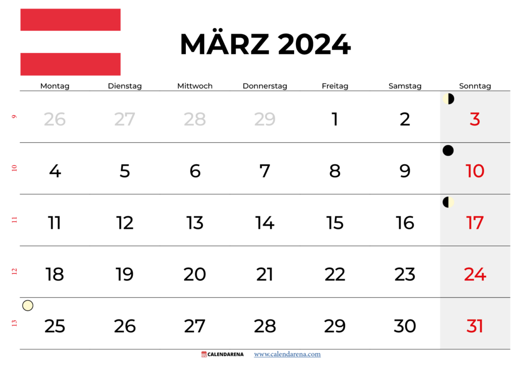 kalender märz 2024 zum ausdrucken österreich