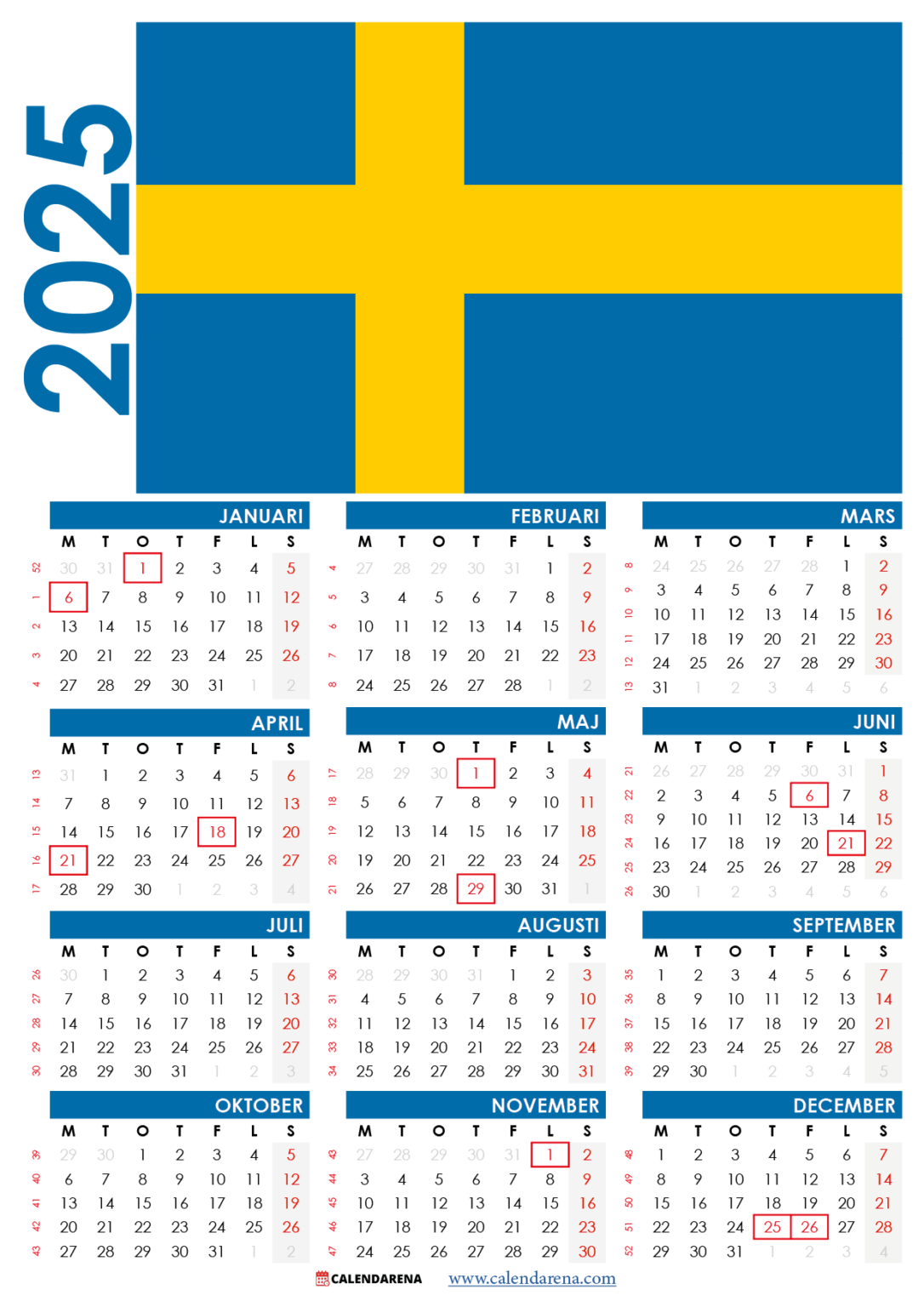 Kalender 2025 Med Veckor Sverige