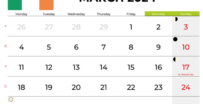 march 2024 calendar with holidays ireland