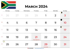 March 2024 Calendar South Africa With Holidays