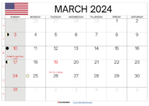 March 2024 Calendar With Holidays USA