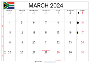 March 2024 Calendar South Africa With Holidays