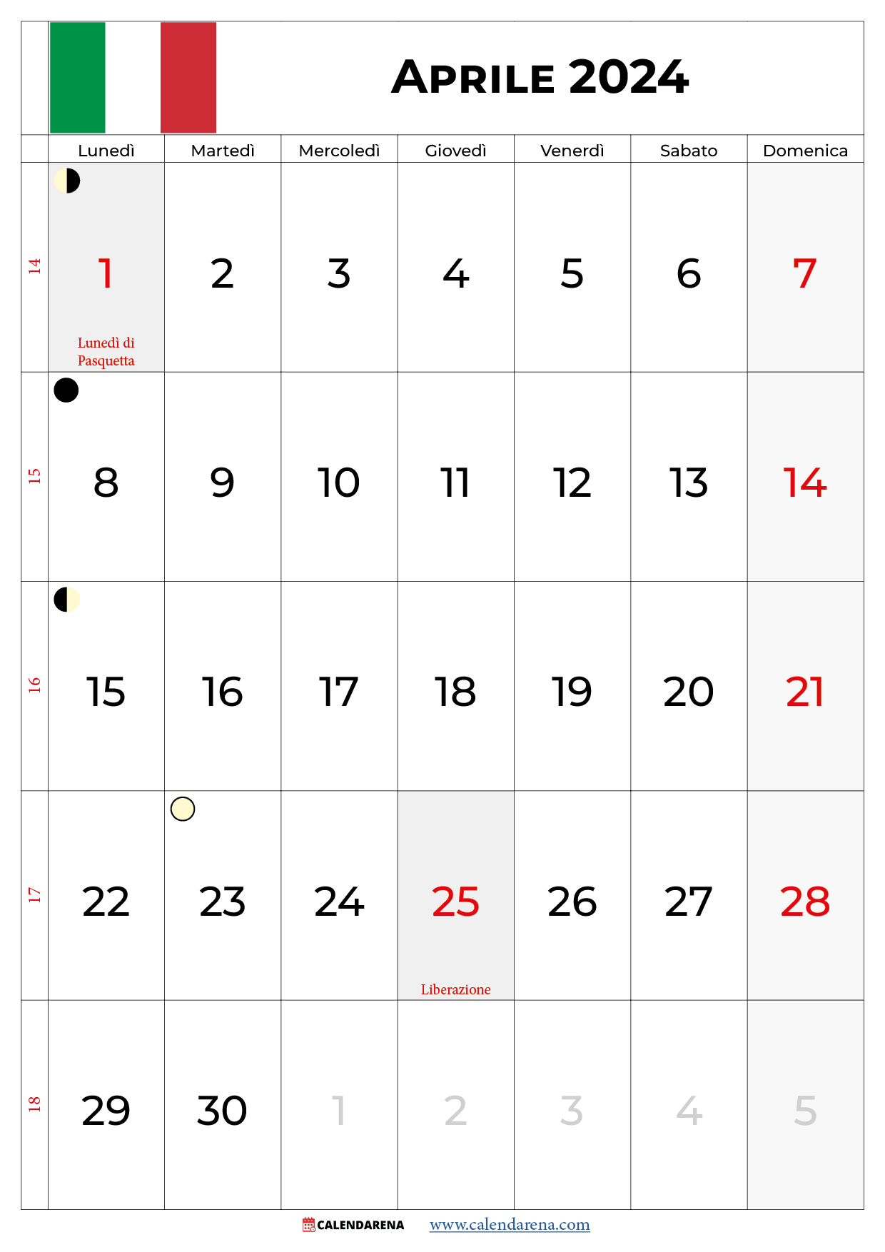 Aprile 2024 Calendario
