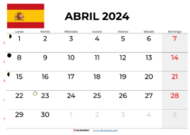 Calendario Abril 2024 España