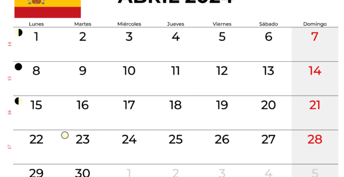 Calendario Abril 2024 España